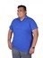 Büyük Beden Cepsiz Mavi Pamuklu Polo Yaka T-Shirt 1
