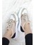 Sweet Girl Modalena Kadın Spor Ayakkabı Bağcıklı Bej Beyaz Siyah Suni Deri