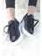 Sweet Girl Modalena Kadın Spor Ayakkabı Bağcıklı Siyah Suni Deri
