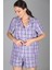 Sweetness Kadın Mor Kareli Dokuma Şortlu Pijama Takımı 4