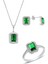 Gümüş Rodyumlu Kök Zümrüt Baget Taşlı Üçlü Set 1
