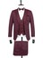 Bordo Armürlü Mono Yaka Astarlı Yelekli 6 Drop Slim Fit Smokin Damatlık 1001195219 1