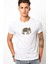 Gri ve Renkli Fil Sanat Hintli Baskılı Beyaz Erkek Örme Tshirt 1