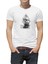 Amiral Gemisi Çizim Yelkenli Gemi Kalem Baskılı Beyaz Erkek Örme Tshirt 1