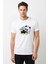 Panda Baskılı Beyaz Erkek Örme Tshirt 1