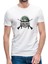 Askeri Style Baskılı Beyaz Erkek Örme Tshirt 1