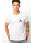 Çiçek ve Kahverengi Kuş Çizimi Kuş Baskılı Beyaz Erkek Örme Tshirt 1