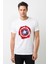 Captain America Shield Baskılı Beyaz Erkek Örme Tshirt 1