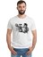 Muhammed Ali Punch Baskılı Beyaz Erkek Örme Tshirt 1