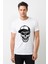 Kuru Kafa Baskılı Beyaz Erkek Örme Tshirt 1