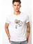Sepetli Bisiklet Baskılı Beyaz Erkek Örme Tshirt 1