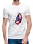 Captain America Shield Wall Baskılı Beyaz Erkek Örme Tshirt 1