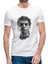 Muhammed Ali Illustrator Baskılı Beyaz Erkek Örme Tshirt 1