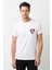 Gözlüklü Panda Cep Baskılı Beyaz Erkek Örme Tshirt 1
