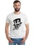 Gamblıng Smoke Skull Baskılı Beyaz Erkek Örme Tshirt 1