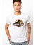 Jurassic Park Logo Black Yellow Red Baskılı Beyaz Erkek Örme Tshirt 1