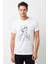 Anime Attack On Titan Baskılı Beyaz Erkek Örme Tshirt 1