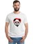 Gözlüklü Panda Baskılı Beyaz Erkek Örme Tshirt 1