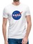 Nasa Logo Simge Baskılı Beyaz Erkek Örme Tshirt 1