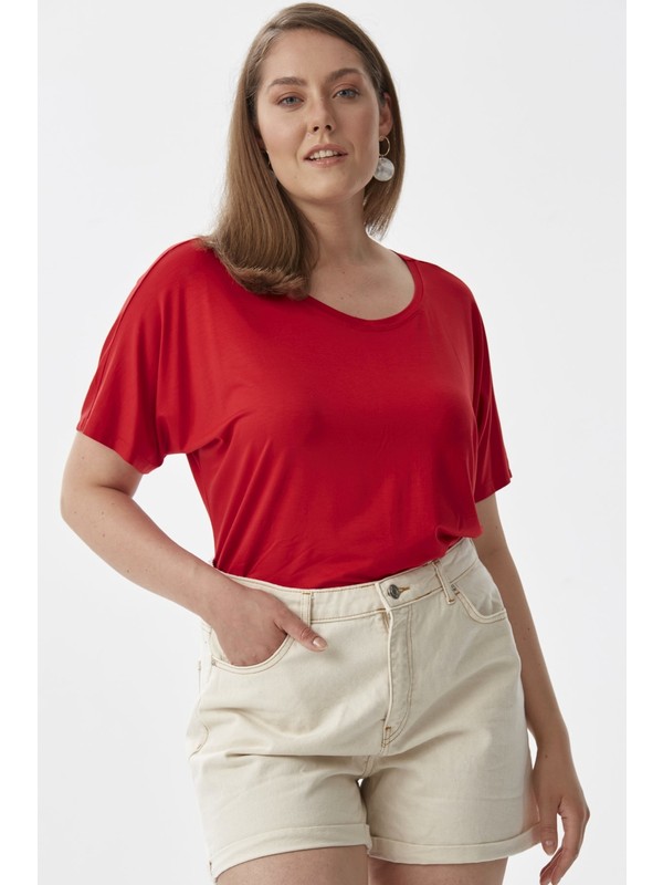 Ghada Buyuk Beden Kirmizi Bisiklet Yaka Yarasa Kol Kadin Fiyati Ghada Buyuk Beden Kirmizi Bisiklet Yaka Yarasa Kol Kadin Fiyati