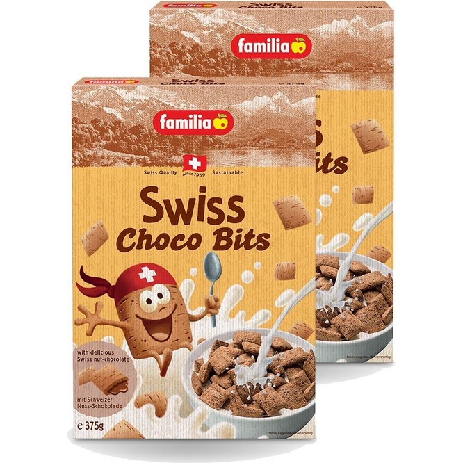 Familia Swiss Choco-Bits 375 G x 2 Sade Müsli İki Paket Lezzetli Kahvaltılık Gevrek