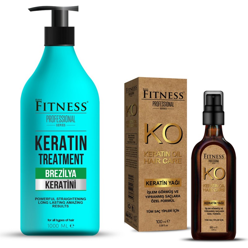 Fitness Professional Saç Düzleştirici Keratin Bakımı Brezilya Fönü 1000ML + Keratin Yağı 100 ml