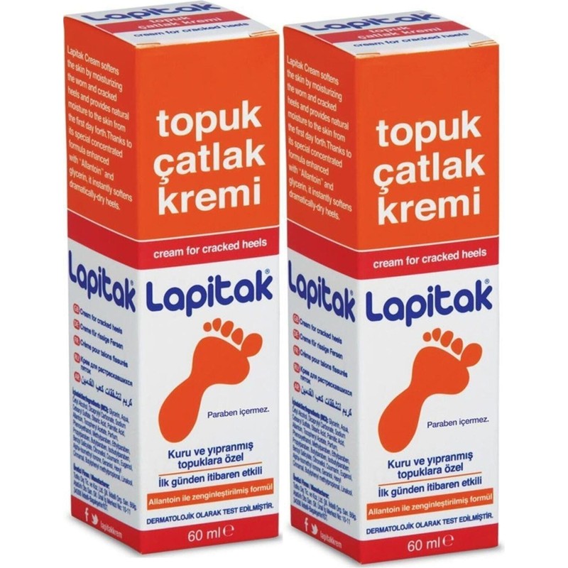 Lapitak Topuk Çatlak Kremi 60 ml 2 Adet Allantoin ve Gliserin ile Yoğun Nemlendirme