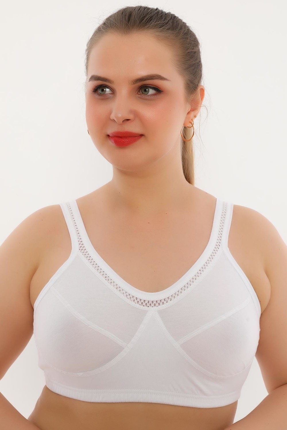 Seboteks %100 Pamuklu Dantel Detaylı Anne Yarım Atlet Lambada Sütyen 6010 görsel 2