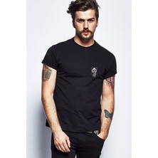Qivi Panda Suit Panda Baskılı Siyah Erkek Örme Tshirt