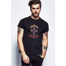 Qivi Guns N' Roses Appetite For Destruction Baskılı Siyah Erkek Örme Tshirt