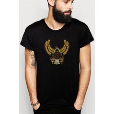 Qivi Eye Empire Egyptian Wallpaper Baskılı Siyah Erkek Örme Tshirt