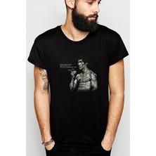 Qivi Bruce Lee Baskılı Siyah Erkek Örme Tshirt