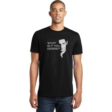 Qivi Lucifer What Is It You Desire Baskılı Siyah Erkek Örme Tshirt