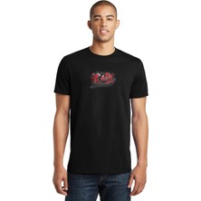 Qivi Ac Dc Awesome Black Ice Fondo Baskılı Siyah Erkek Örme Tshirt