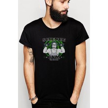Qivi Rick Science Gym Baskılı Siyah Erkek Örme Tshirt