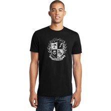 Qivi The Umbrella Academy Ut Malum Pluvia Baskılı Siyah Erkek Örme Tshirt