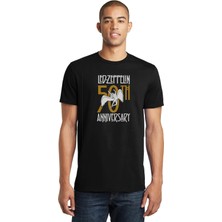Qivi LED Zeppelin Launches Historical 50 Series Baskılı Siyah Erkek Örme Tshirt