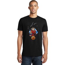 Qivi Anime Dragon Ball Baskılı Siyah Erkek Örme Tshirt
