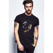 Qivi Leon Profesional Baskılı Siyah Erkek Örme Tshirt