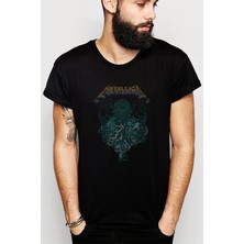Qivi Metallica Ahtabot Rock Metal Müzik Baskılı Siyah Erkek Örme Tshirt