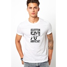 Qivi LED Zeppelin Anniversary Launches Historical Baskılı Beyaz Erkek Örme Tshirt