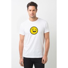 Qivi Smile Trollface Internet Troll Gülümseme Yüz Baskılı Beyaz Erkek Örme Tshirt