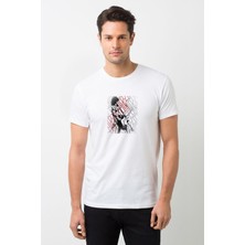 Qivi LED Zeppelın T Jımmy Page Metal Baskılı Beyaz Erkek Örme Tshirt