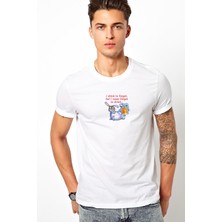 Qivi I Drınk To Forget Baskılı Beyaz Erkek Örme Tshirt