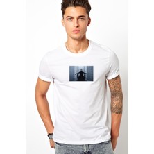 Qivi Marilyn Manson Baskılı Beyaz Erkek Örme Tshirt