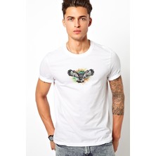 Qivi Kuş Owl For Computers Baskılı Beyaz Erkek Örme Tshirt