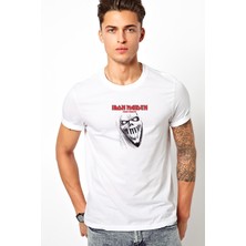 Qivi Iron Maıden Pıano Tribute Baskılı Beyaz Erkek Örme Tshirt