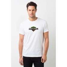 Qivi Mine Craft Baskılı Beyaz Erkek Örme Tshirt