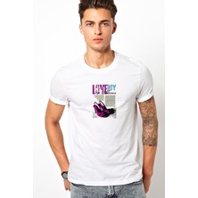 Qivi Love My Shoes Baskılı Beyaz Erkek Örme Tshirt