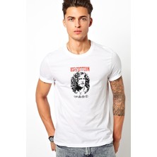 Qivi LED Zeppelın Robert Plant For White Baskılı Beyaz Erkek Örme Tshirt